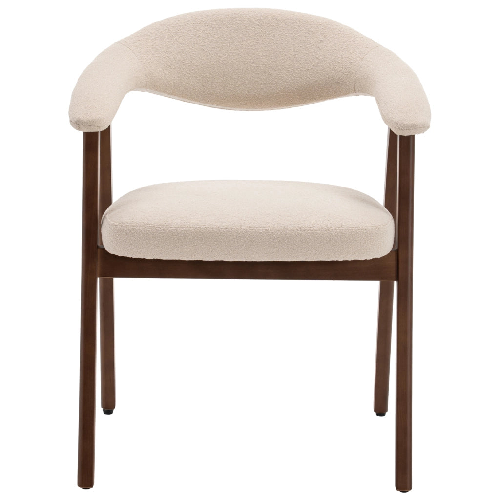 Set di 2 sedie in legno scuro e tessuto bouclé beige BARBARA