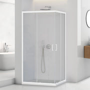 Box doccia angolare 70x90 in vetro temperato trasparente doppio scorrevole con profili bianchi Tay