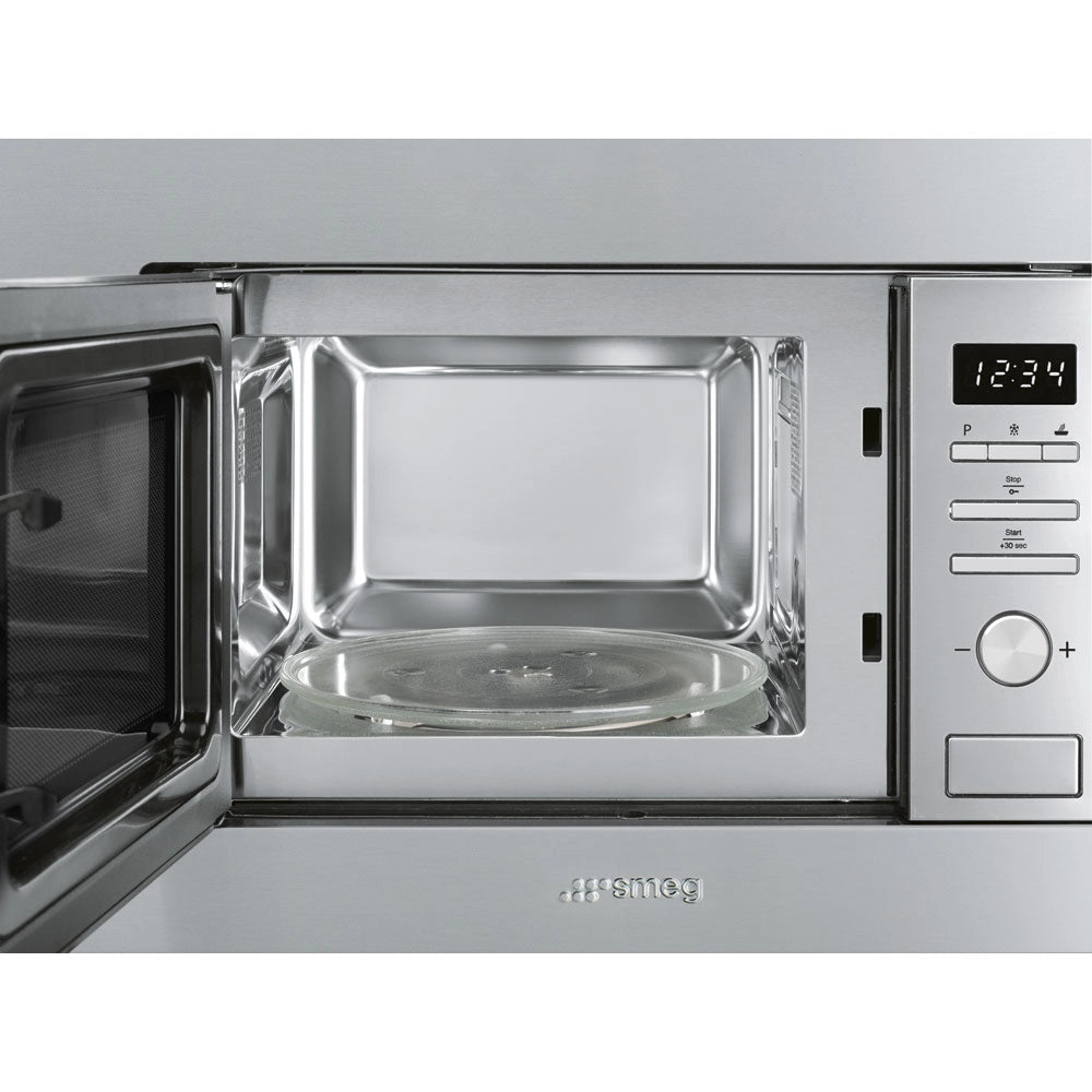 Smeg fmi017x forno a microonde da incasso, estetica universale, inox, 17 litri