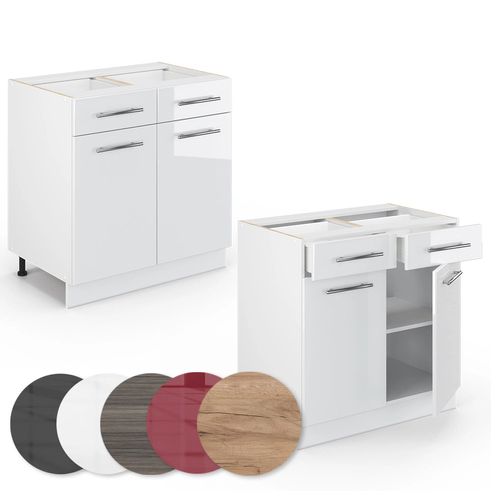Vicco Mobiletto base per cucina Bianco lucido 80 cm senza piano di lavoro