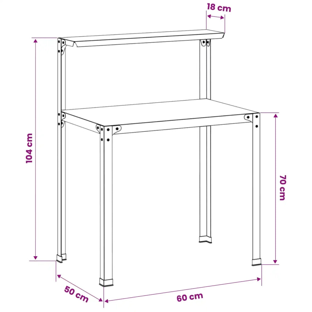 Tavolo da rinvaso 60 x 50 x 104 cm Acciaio verniciato a polvere 8014911