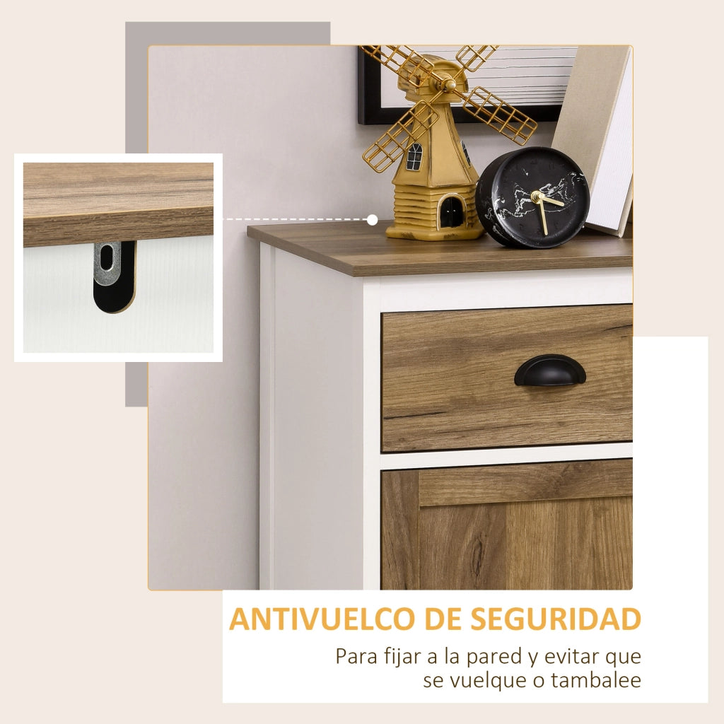 Armadio Battente con Cassetti e Ripiani ¨C Zephmum ¨C Marrone 78.5x39x89.4 cm