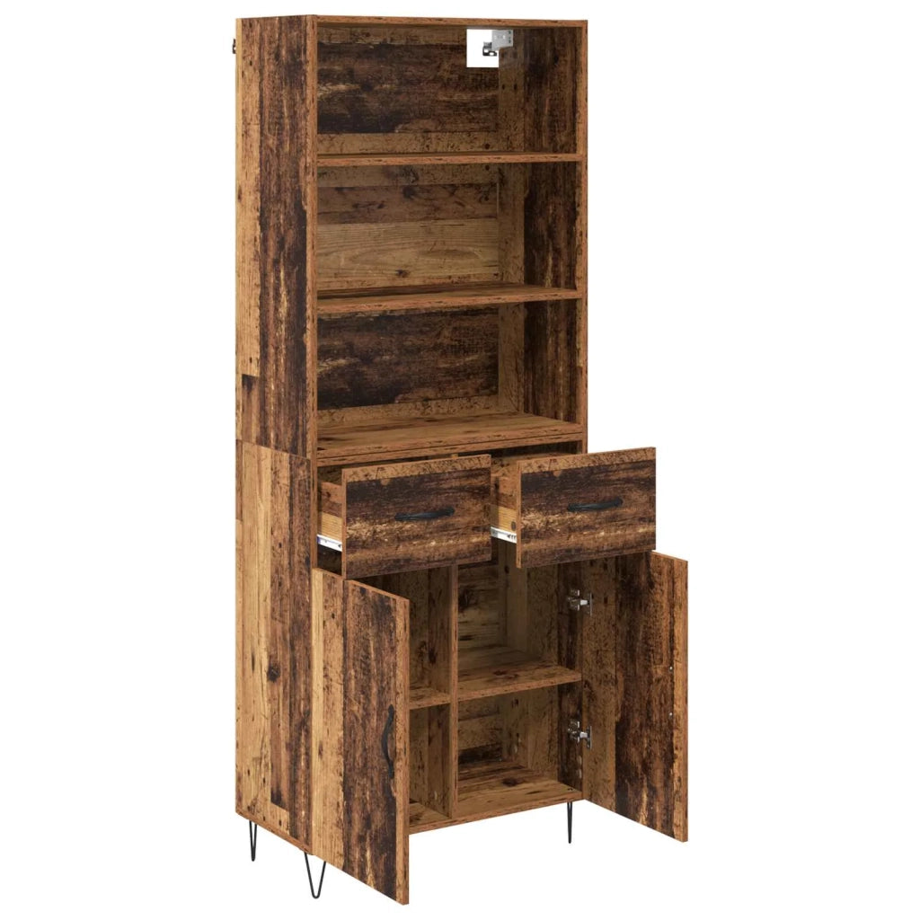 Credenza con cassetto 2 pz | Madia | Buffet da pranzo | Armadio da pranzo Legno vecchio Legno multistrato
