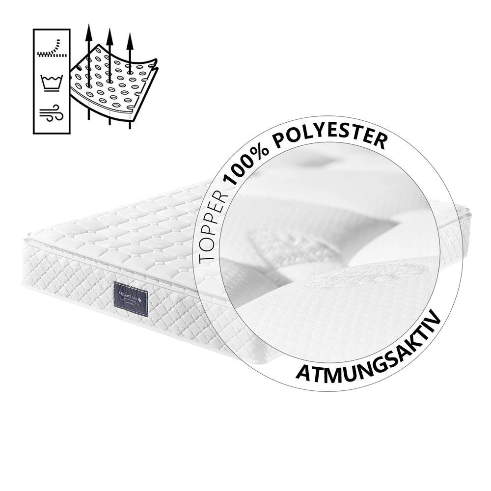 Letto matrimoniale con materasso - Xylo - 140x200 cm - Bianco - Con 2 cassetti e rete a doghe
