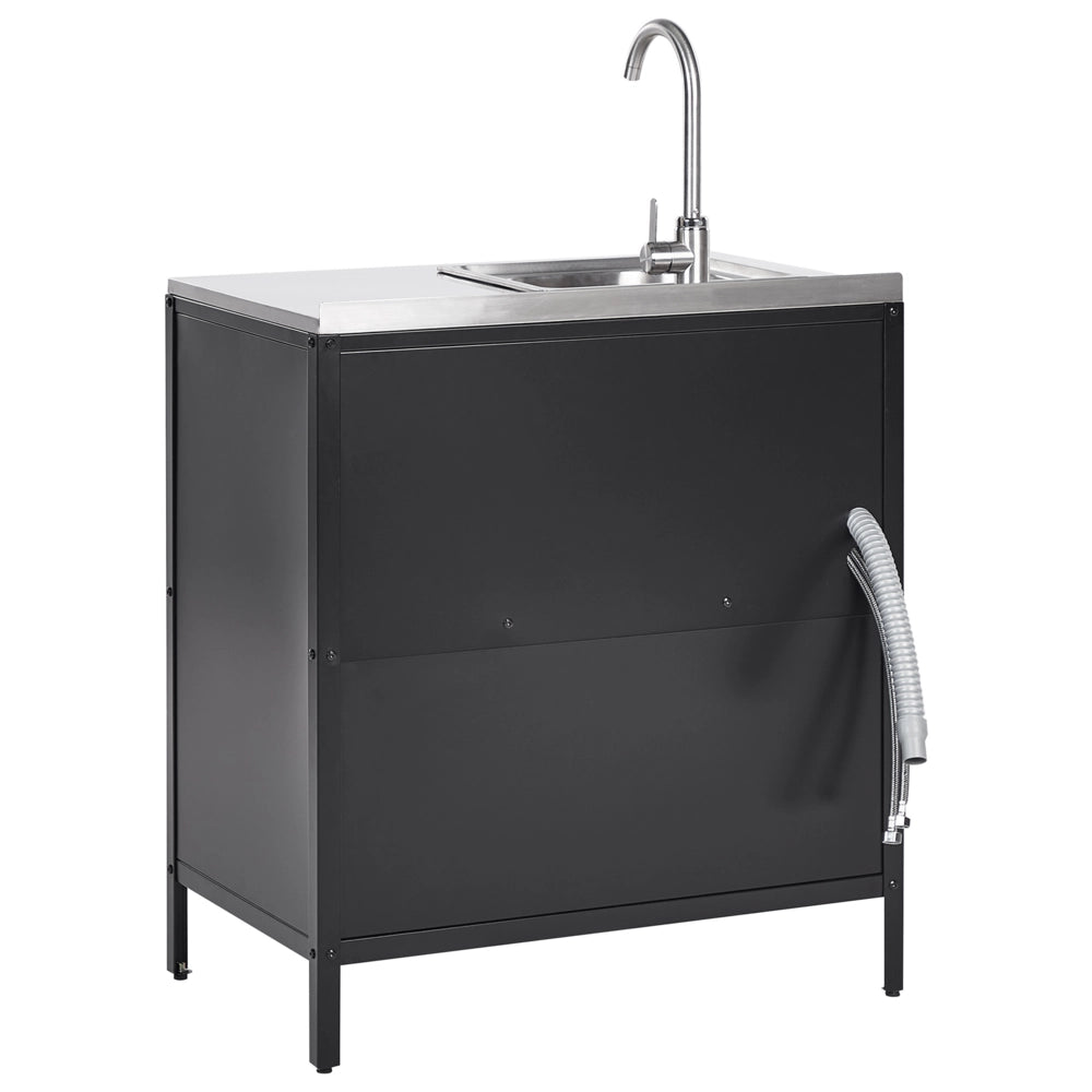 Mobiletto da giardino in acciaio con lavello e 2 ante ripiano in acciaio inox nero cucina da giardino da pranzo