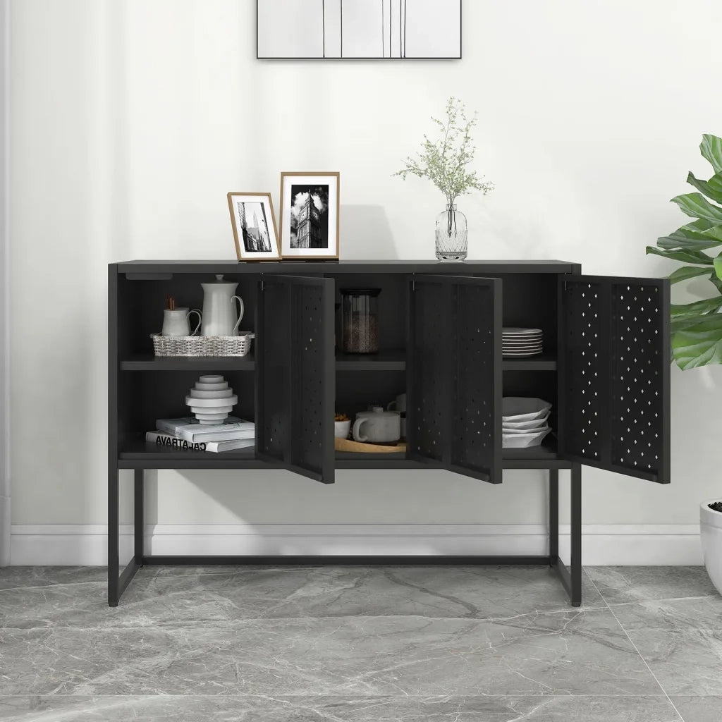 Credenza Nera 105x35x75 cm in Acciaio cod mxl 6591