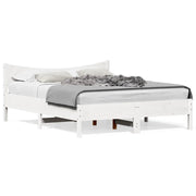 Letto matrimoniale | Letto per adulti | Giroletto senza Materasso Bianco 150x200 cm Legno Massello Pino