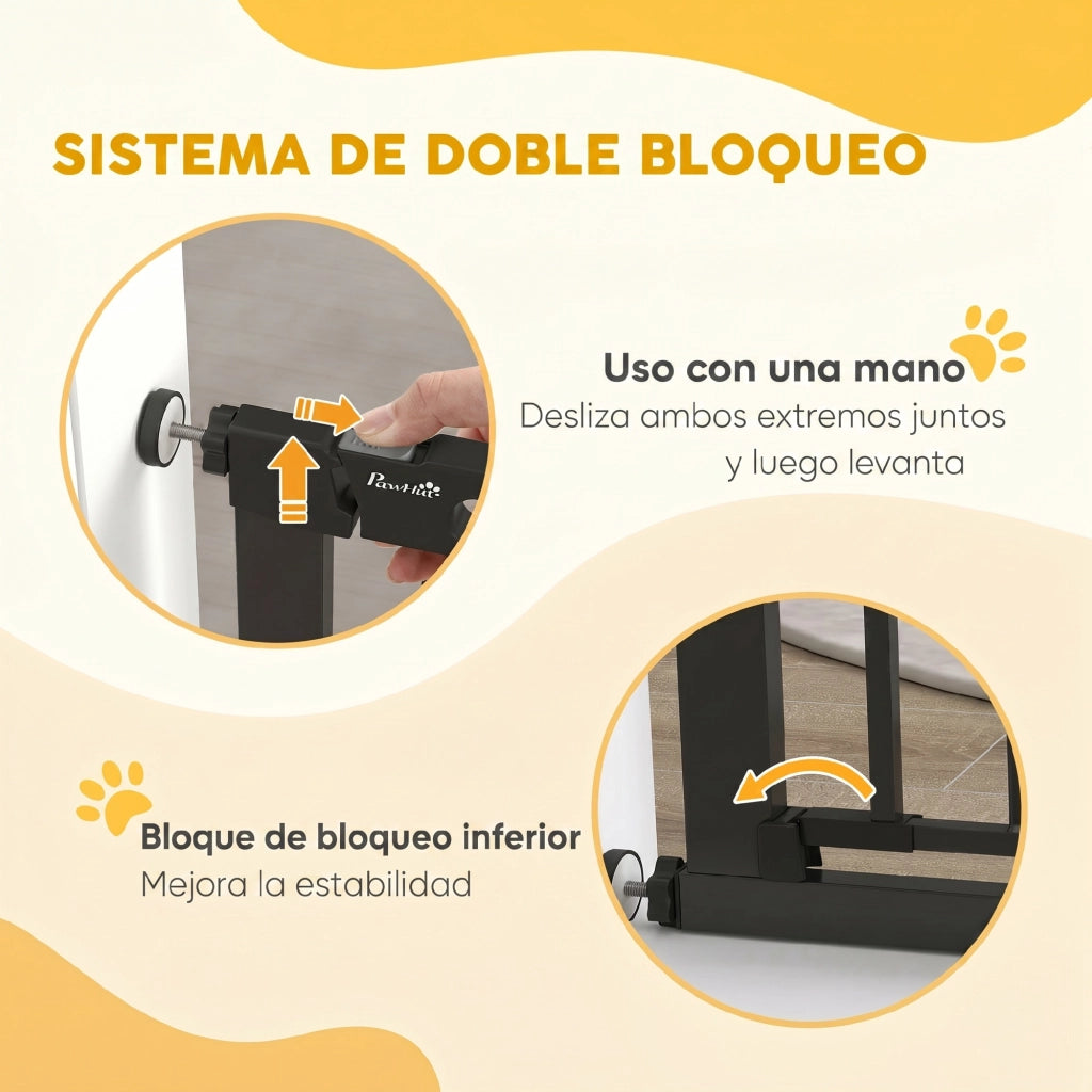 Barriera di Sicurezza per Cani con Porta ¨C Zephmum ¨C Nero 75-131 cm