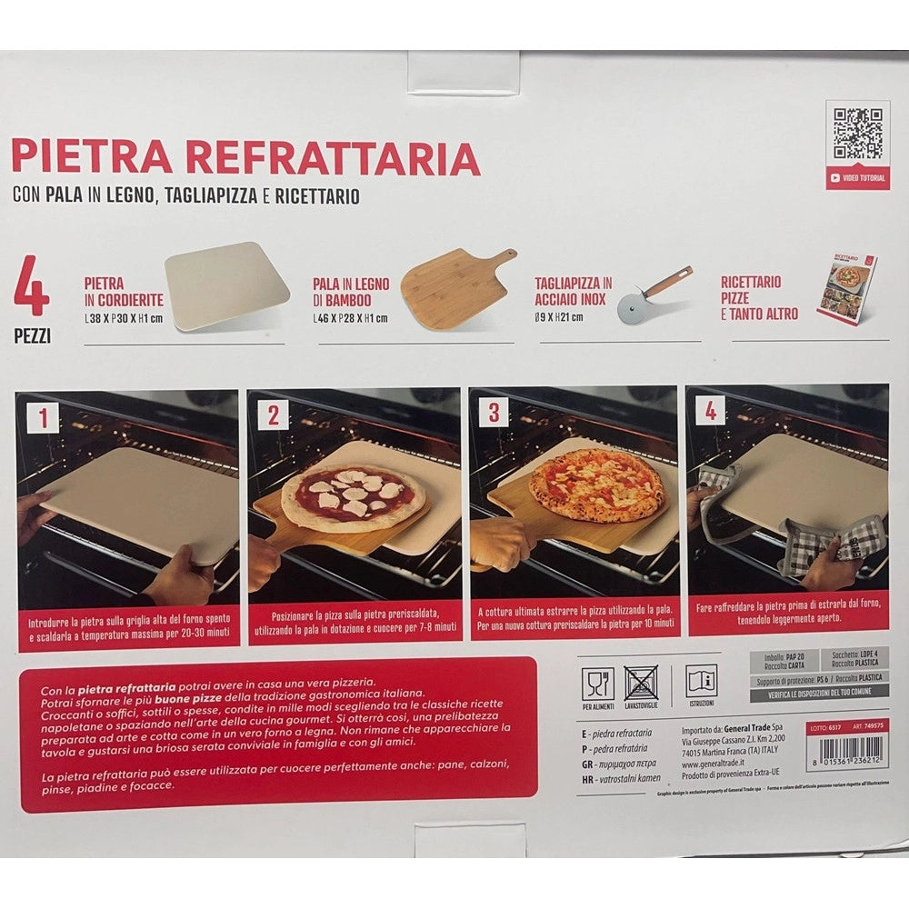 Trade Shop - Pala Per Pizza In Legno Betulla 46 X 28 Cm Slim Con Rotella Pizza Piatto -