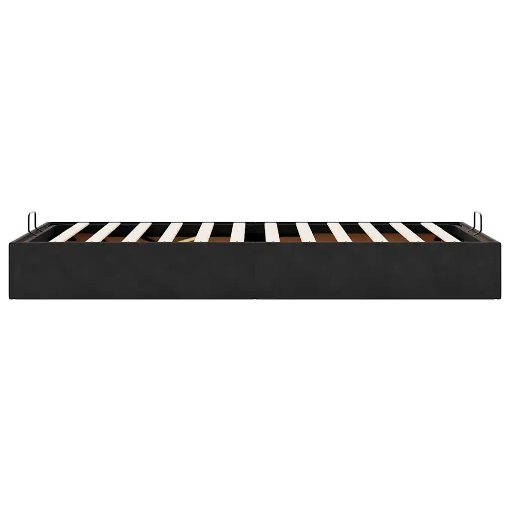 Struttura Letto Pouf senza Materasso-Giroletto con contenitore Nero 100x200 cm Velluto
