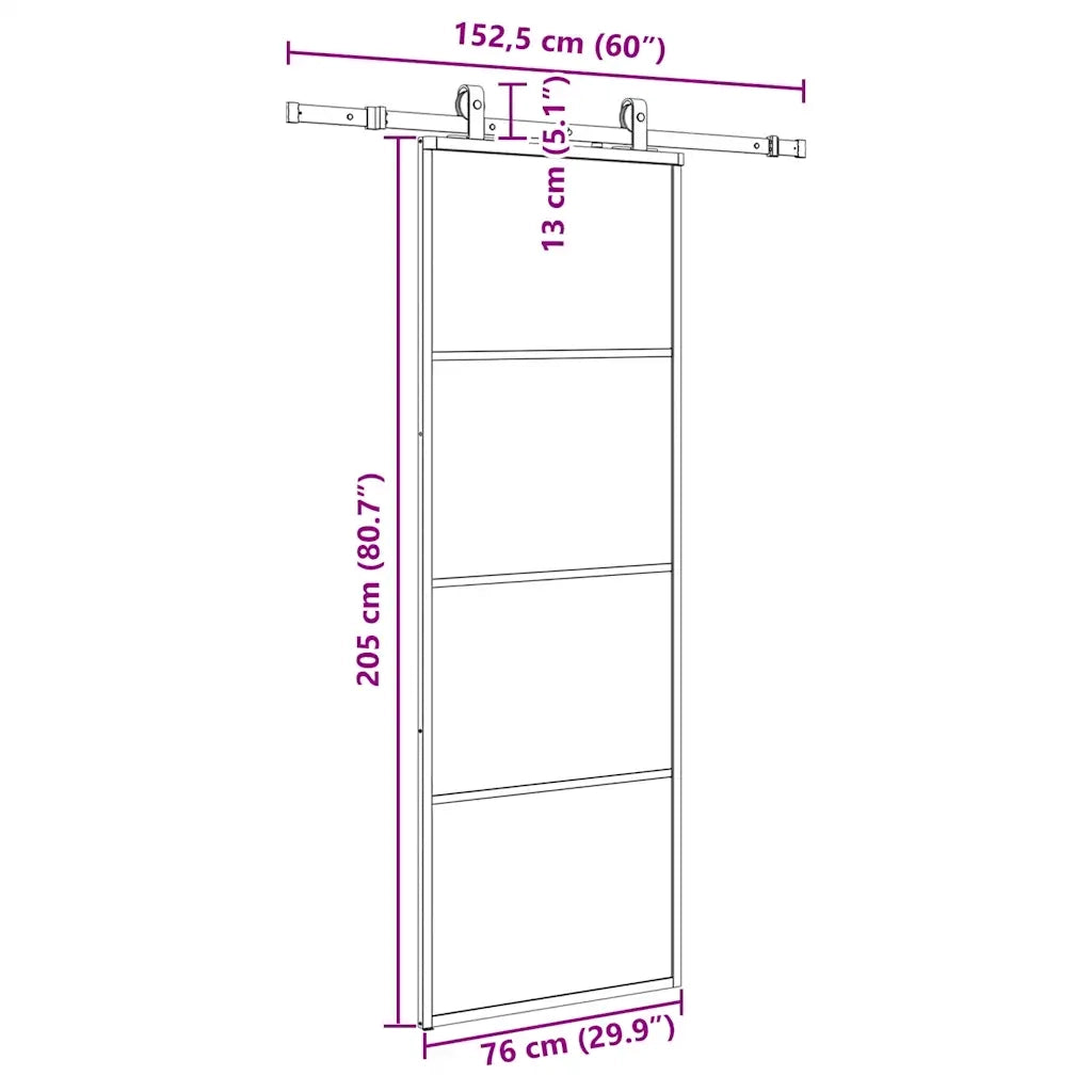 Porta Scorrevole con Ferramenta Nera 76x205 cm in Vetro ESG 3375907