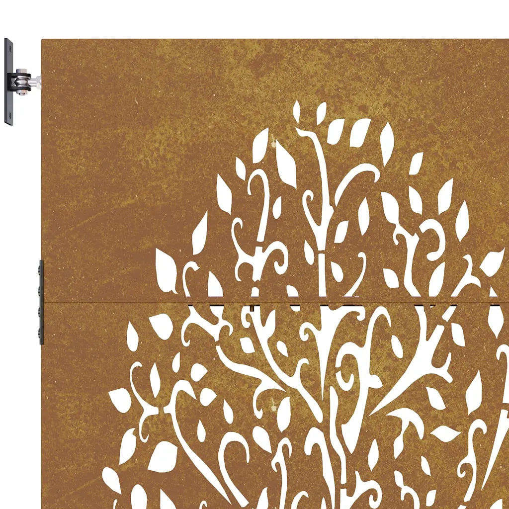 Cancello da giardino 85x75 cm in acciaio Corten con design ad albero 153208
