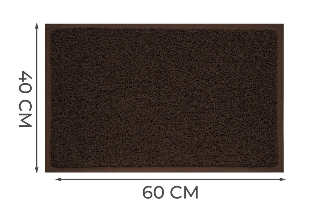 Zerbino Con Riccioli Vinilici Entrata Ingresso Casa Esterno Antiscivolo Curly In Tinta Unita - 40x60cm - Marrone