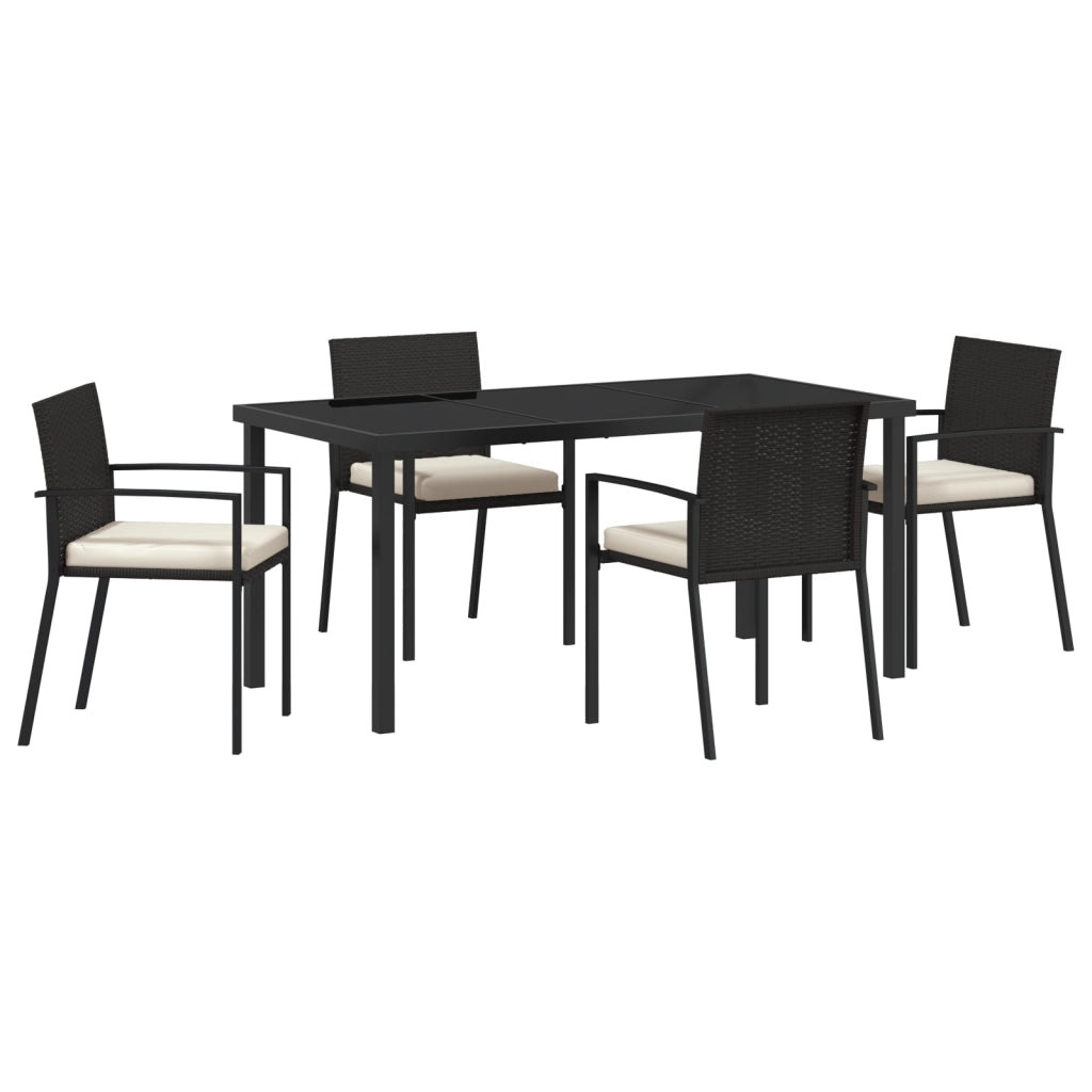 Set di 5 pezzi da giardino in Polyrattan nero