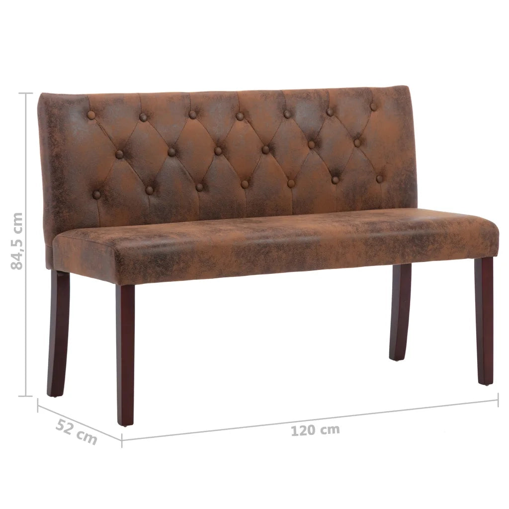 Panca 120 cm Marrone in Similpelle Scamosciata 288573