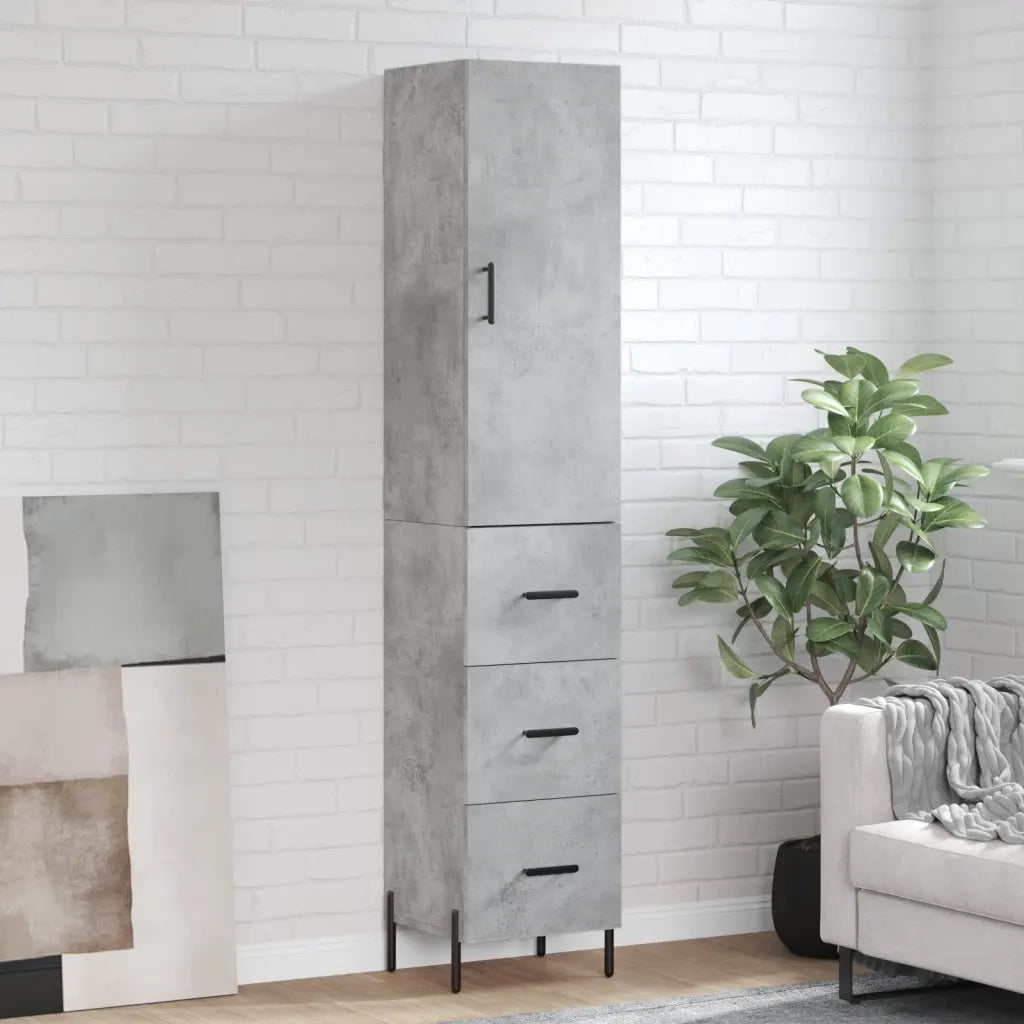 Credenza | Madia | Buffet da pranzo | Armadio da pranzo Grigio Cemento 34,5x34x180 cm in Legno Multistrato