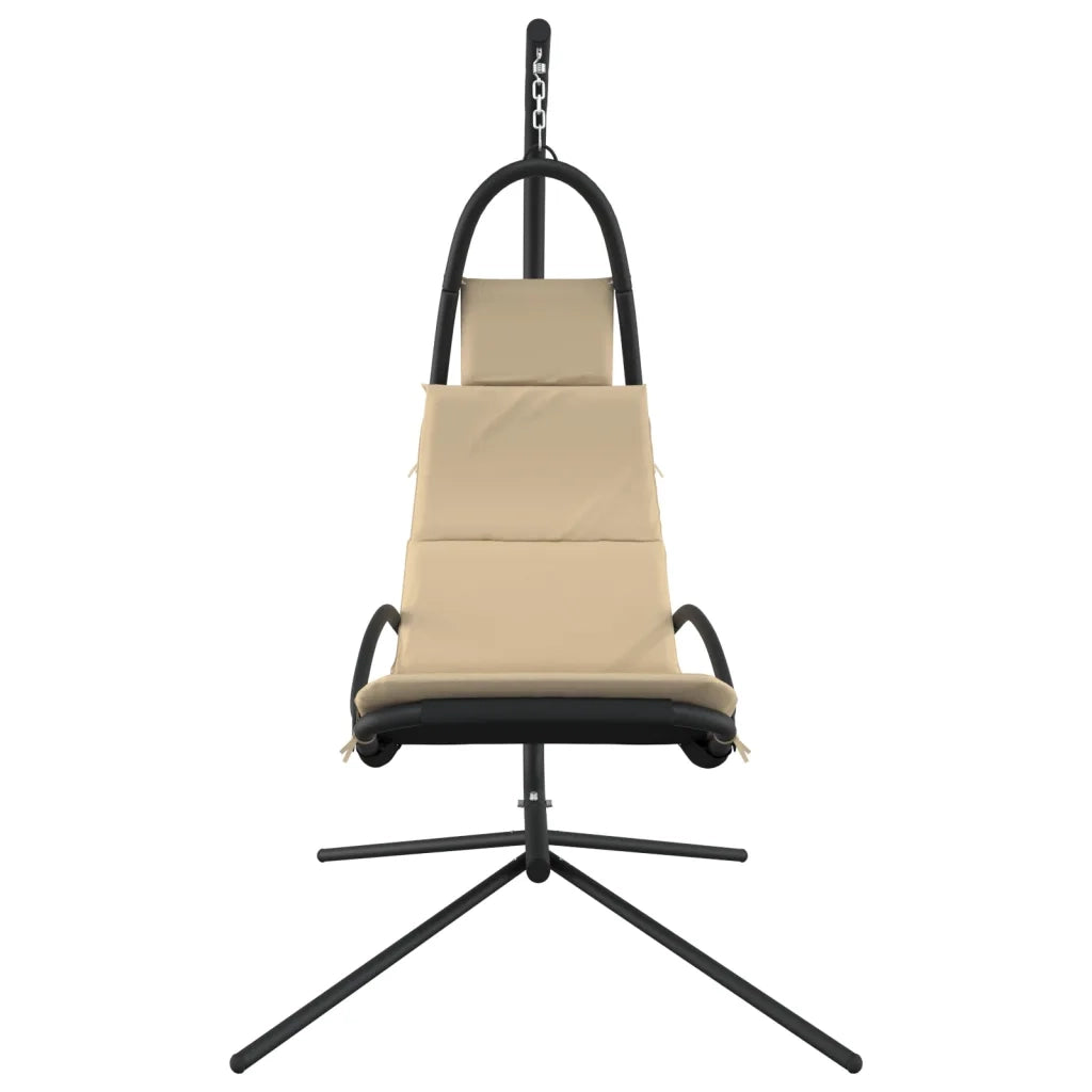 Sedia Dondolo Giardino con Cuscino Crema Tessuto Oxford Acciaio CFW3787156