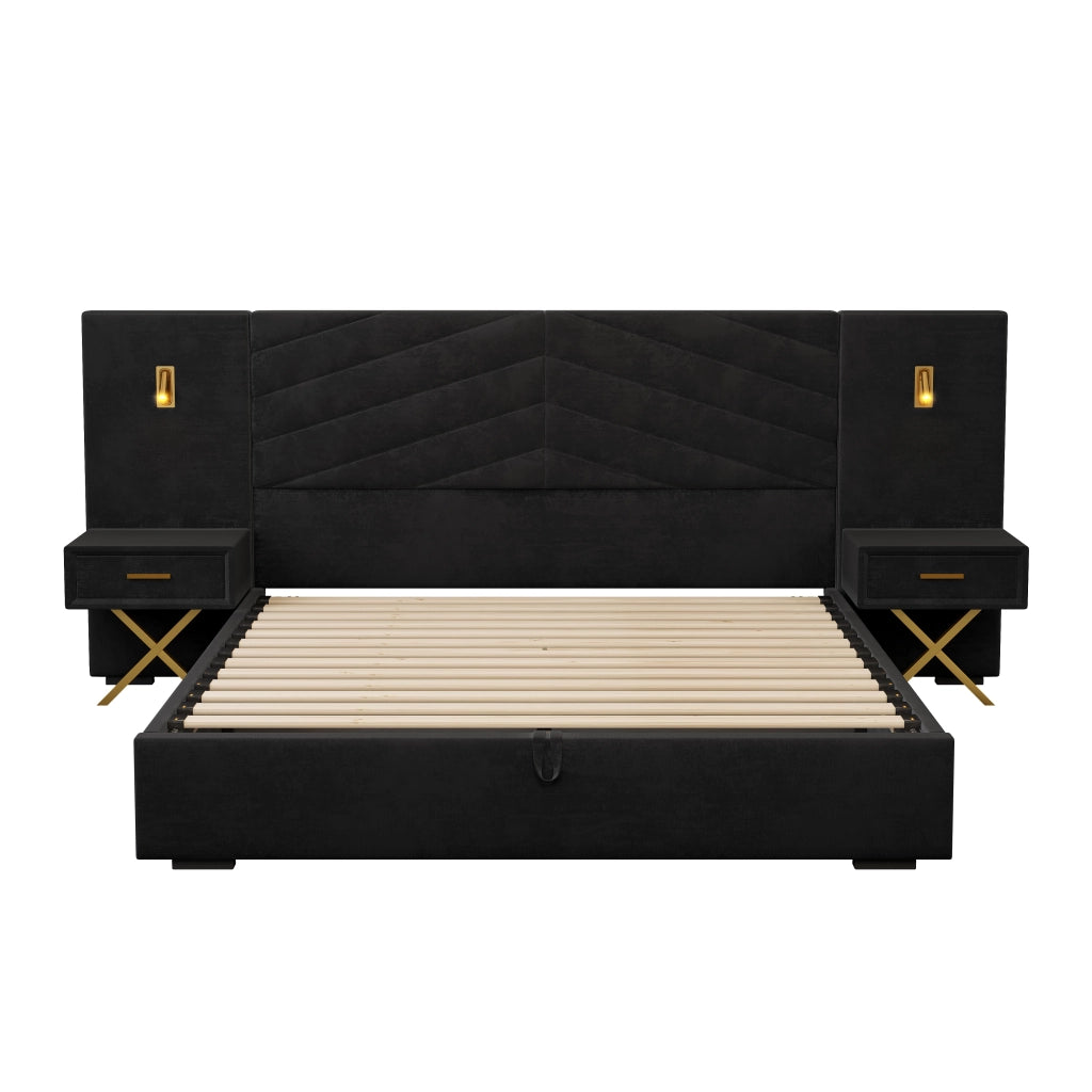 Letti contenitori 160x200 cm sollevabile in legno; nero; con meccanismo a gas
