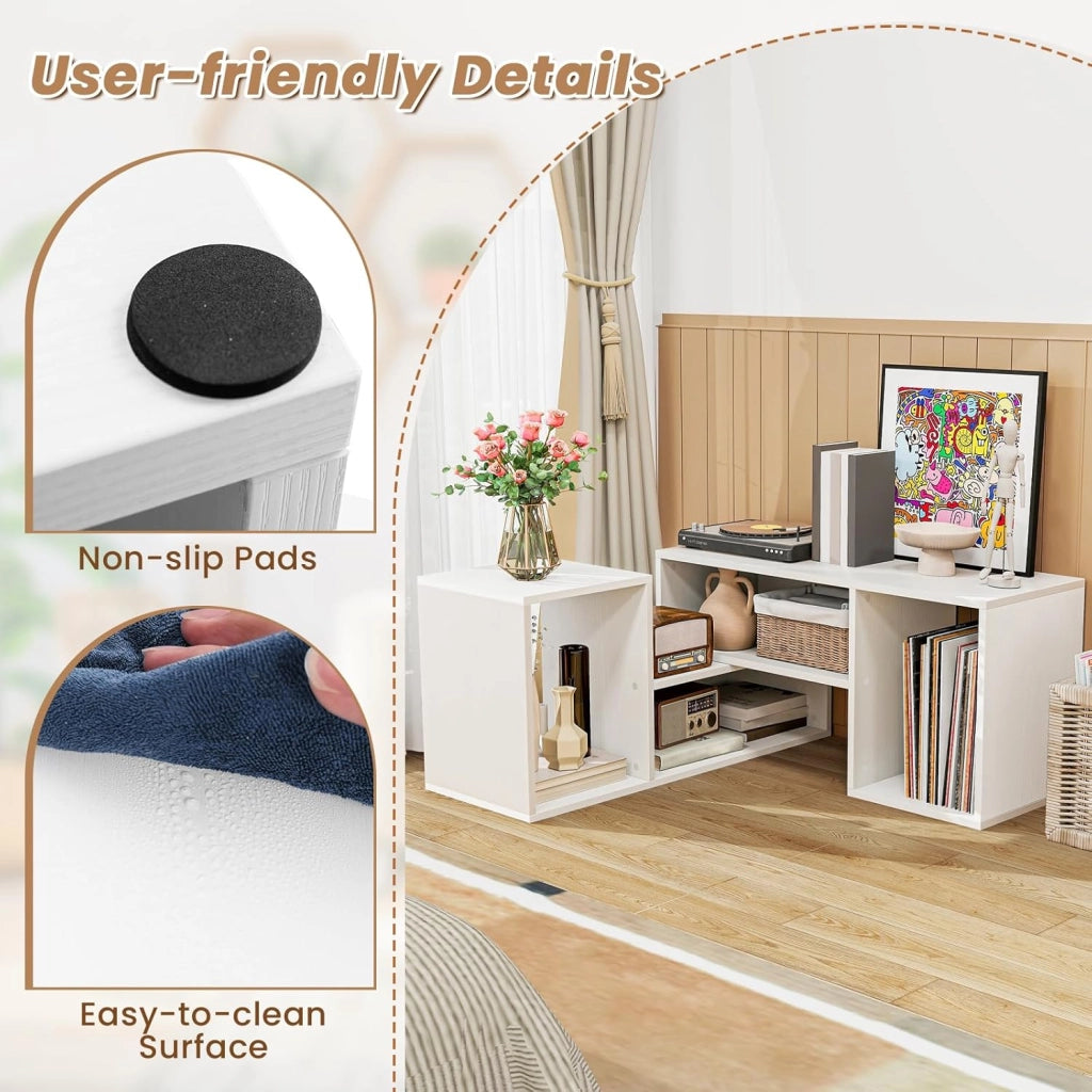 Mobile TV Soggiorno Liberamente Combinabile da 2 Pezzi, Mobiletto Multifunzione per Televisione fino a 60”, Mobile Porta TV in Legno con Vani Aperti e Chiusi, per Camera da Letto (Bianco)