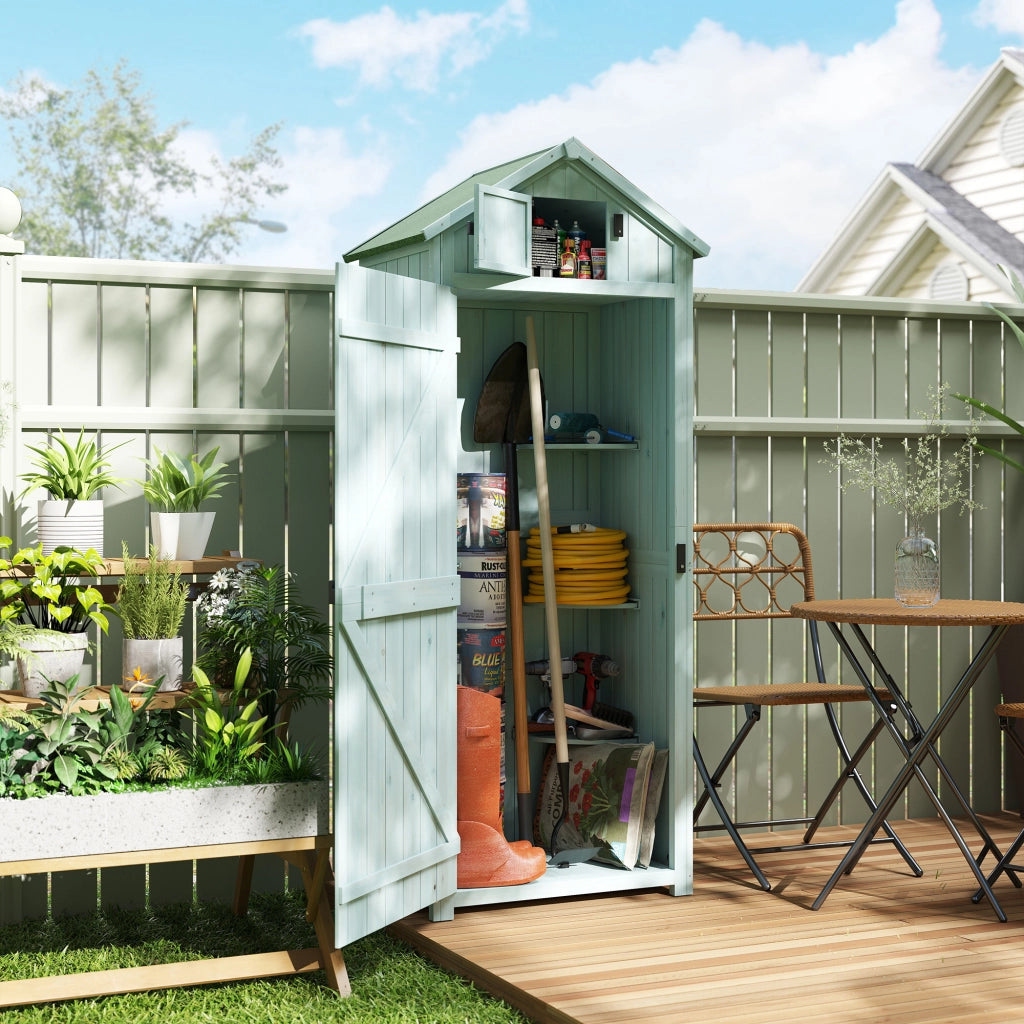 Casetta da Giardino Porta Attrezzi in Legno con Ripiani ¨C zephmum ¨C Blu, 77x54.2x179cm