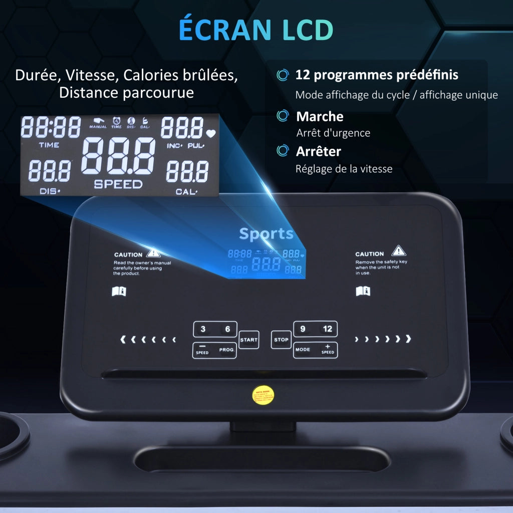 Tapis Roulant Elettrico Pieghevole ¨C Zephmum ¨C 500 W LCD 12 Programmi 1-12 Km/h Nero