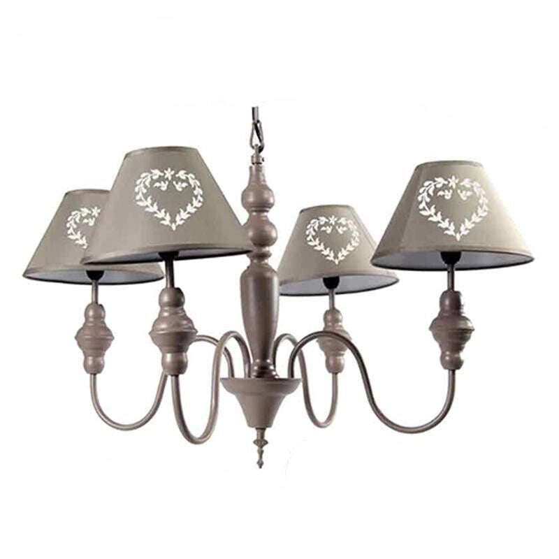 LAMPADARIO CUORI BIANCO CON 4 LUCI 67 CM COLORE TORTORA