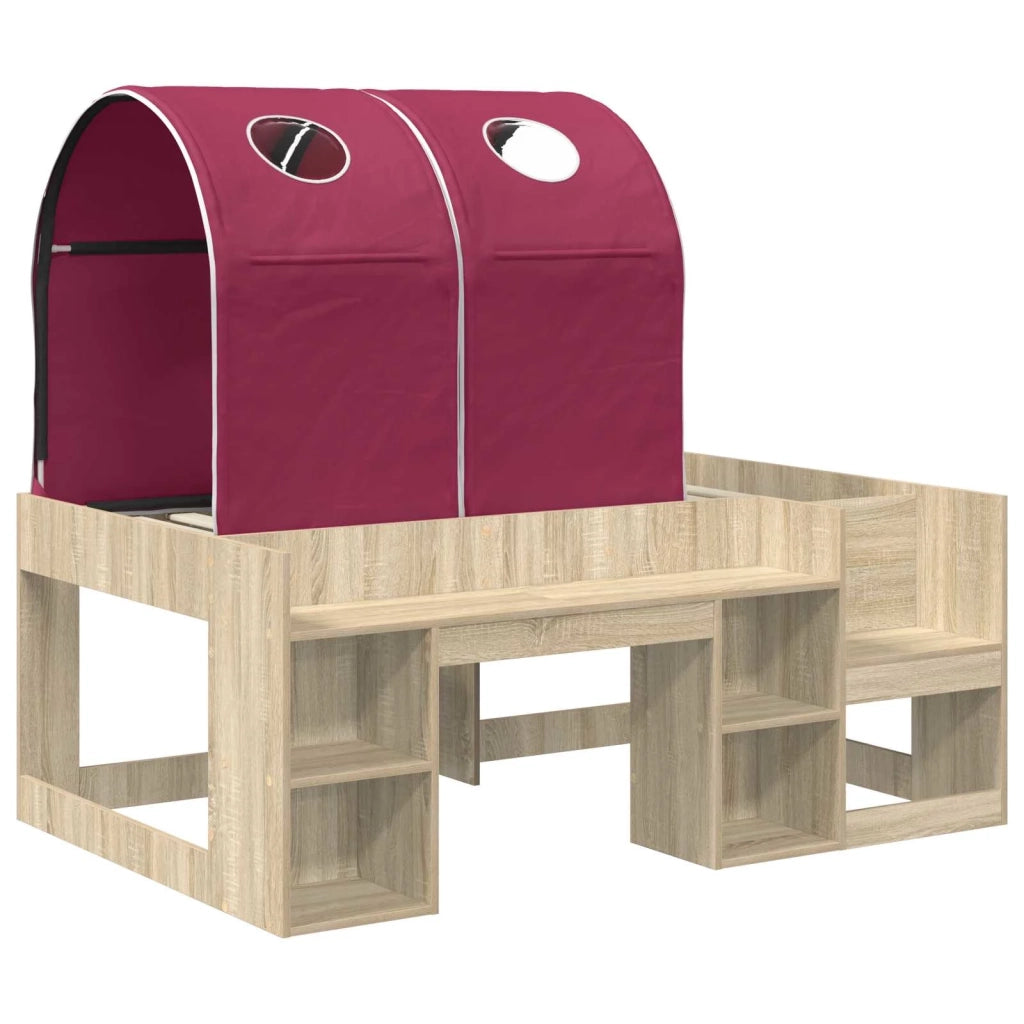 Letto con Tunnel con lo scaffale 3 pz Rovere Sonoma e Rosso 3423507