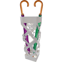 Portaombrelli da Ingresso Design Floreale Quadrato 15,5x15,5x49 cm in Ferro Bianco