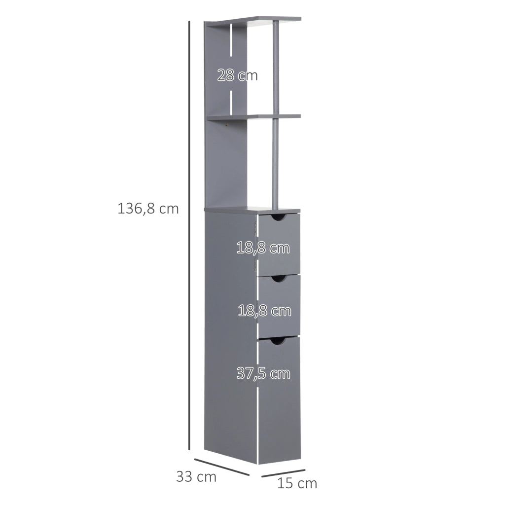 Colonna Bagno Moderna ¨C zephmum ¨C Grigio 15x33x136,8 cm