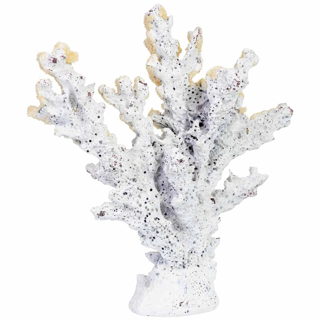 Figura decorativa a forma di corallo in resina bianca, 18x6x17h cm