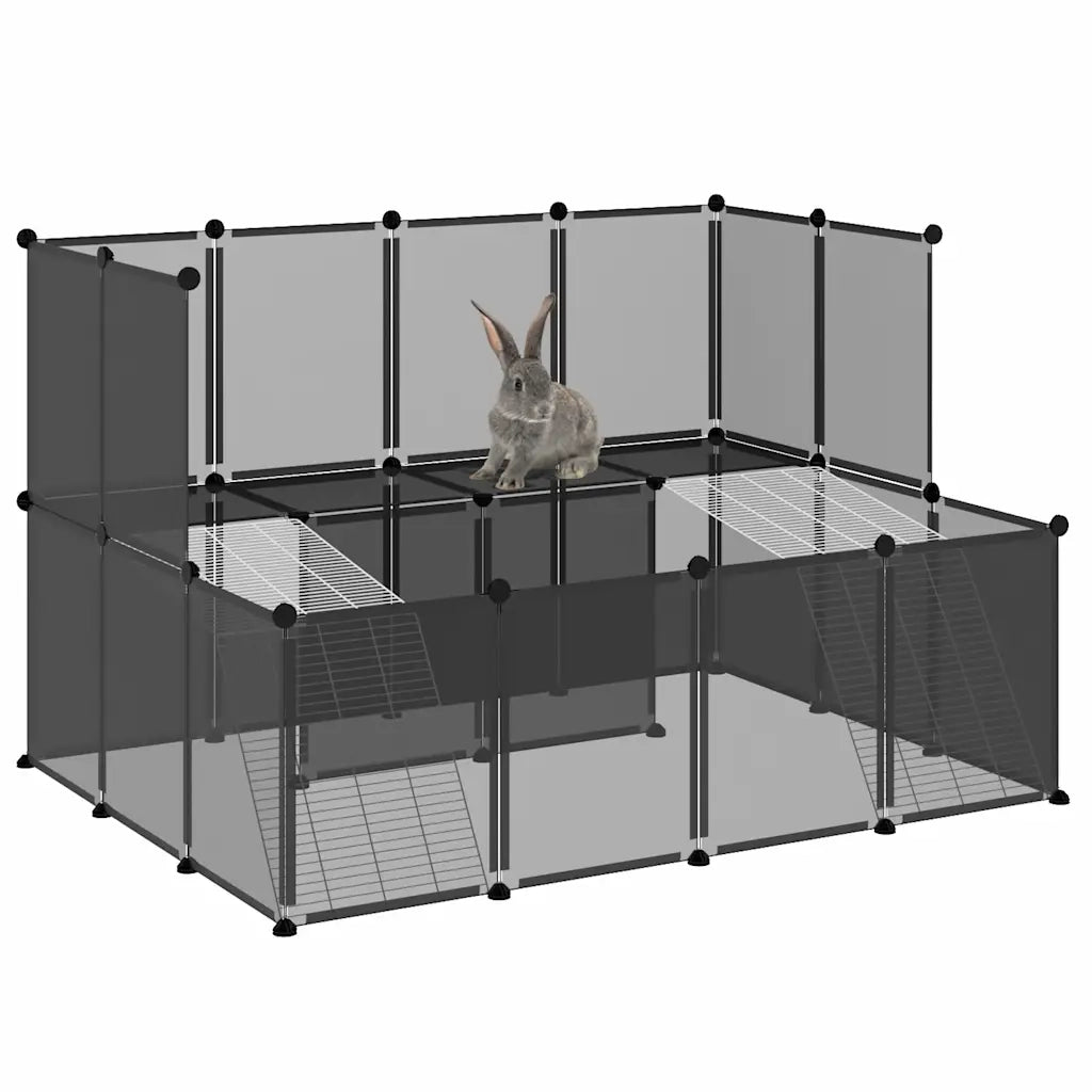 Gabbia per Piccoli Animali Nera 143x107x93 cm in PP e Acciaio 340569
