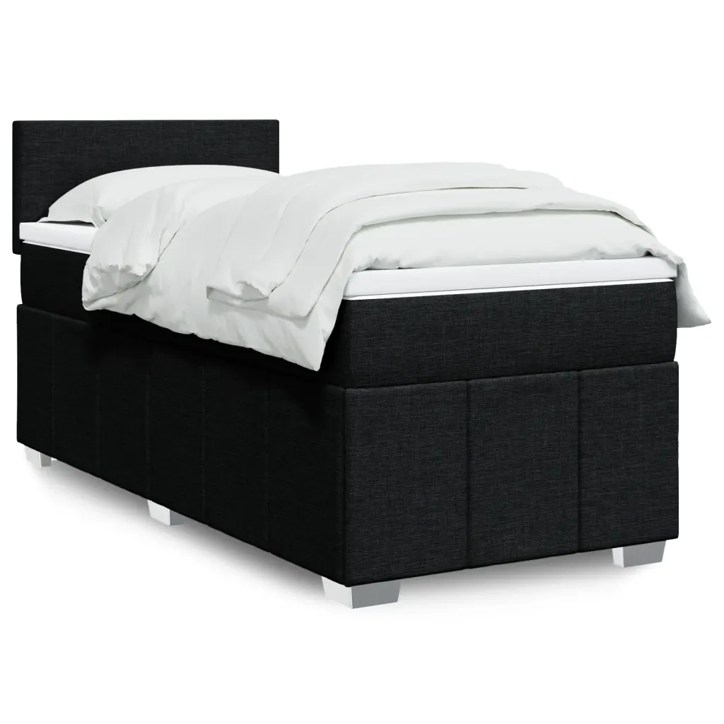 vidaXL Giroletto a Molle con Materasso Nero 90x200 cm in Tessuto
