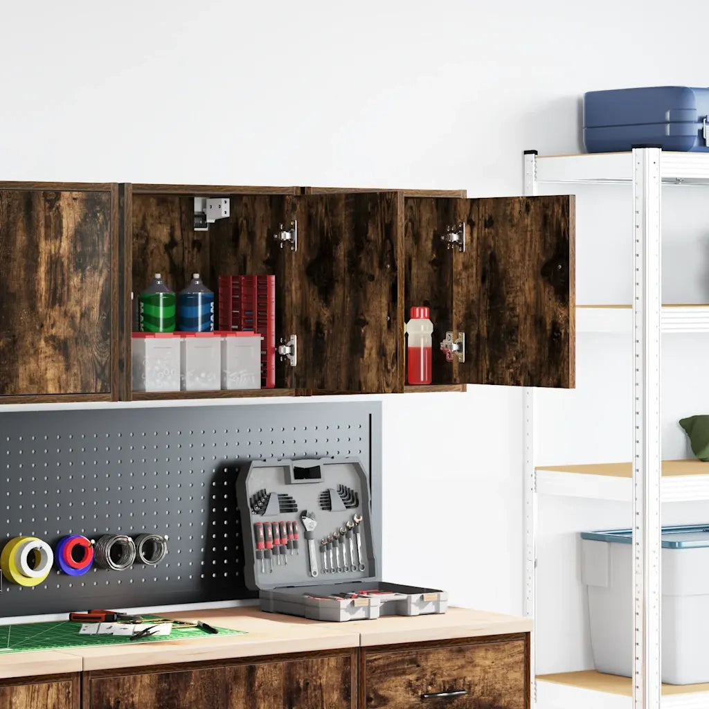 vidaXL Pensili per Garage 2 pz Rovere Fumo in Legno Multistrato
