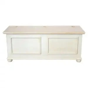 Cassapanca baule in legno Shabby chic mod cipolla bianca anticato