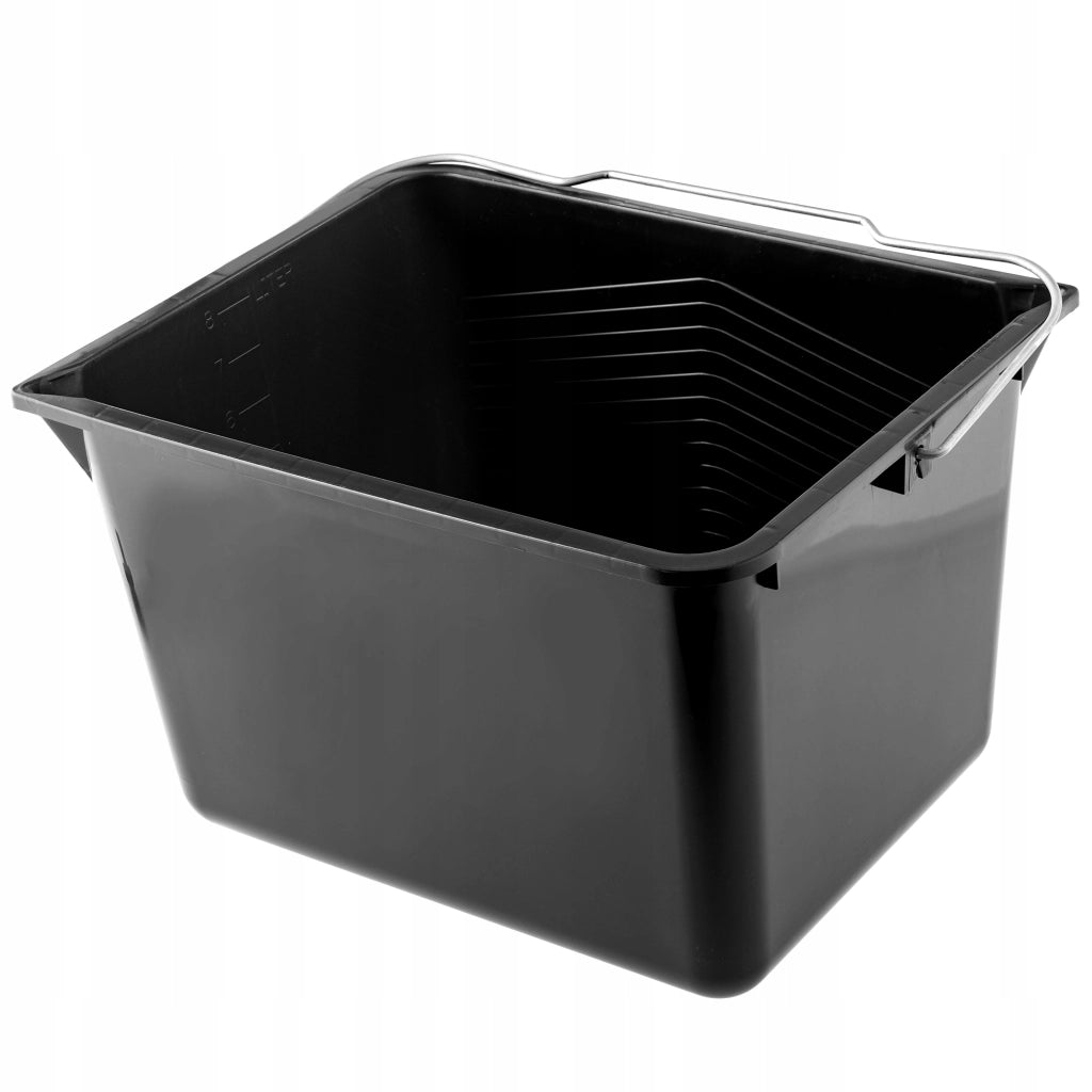 Secchio per vernice KADAX da 8 litri, rettangolare, in plastica, con manico.