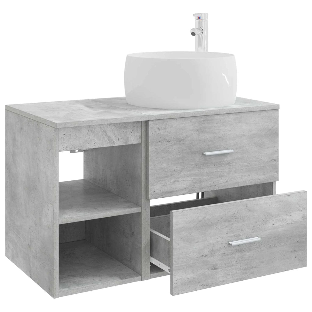 Set di mobili per il bagno 2 pcs Grigio Cemento 3403923