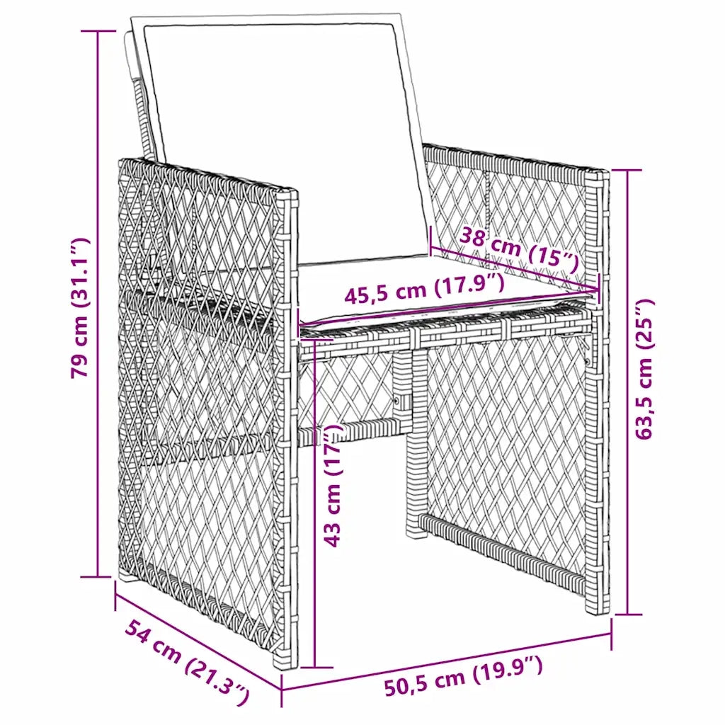 Set da Pranzo per Giardino 5 pcs Beige polyrattan 3380641
