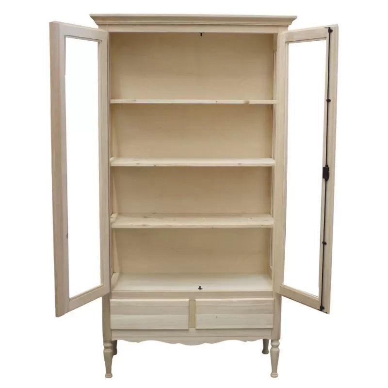 Vetrina 2 porte 2 cassetti classica legno grezzo 102x42x191 (952) - Mobili 2G