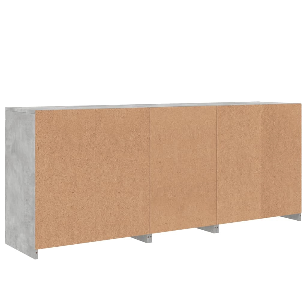 Credenza cassettiera armadio mobile contenitore organizer per cucina soggiorno salotto con luci LED 181,5 x 37 x 67 cm grigio 02_0029987