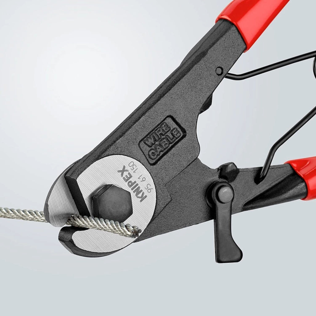 KNIPEX 95 61 150 Cesoia per Tiranti Flessibili Impugnature Rivestite in Plastica Diametro di Taglio 3 mm Lunghezza 150 mm colore Nero