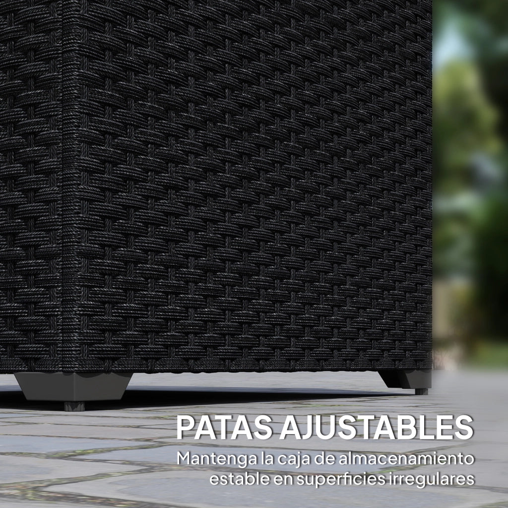 Cassa per Esterno in Rattan da 253L con Cerniera Idraulica ¨C Zephmum ¨C Nero