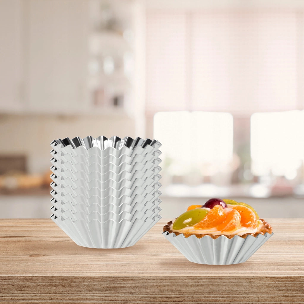 Set di 10 stampi in metallo KADAX per muffin, cupcake e crostatine, 7 cm