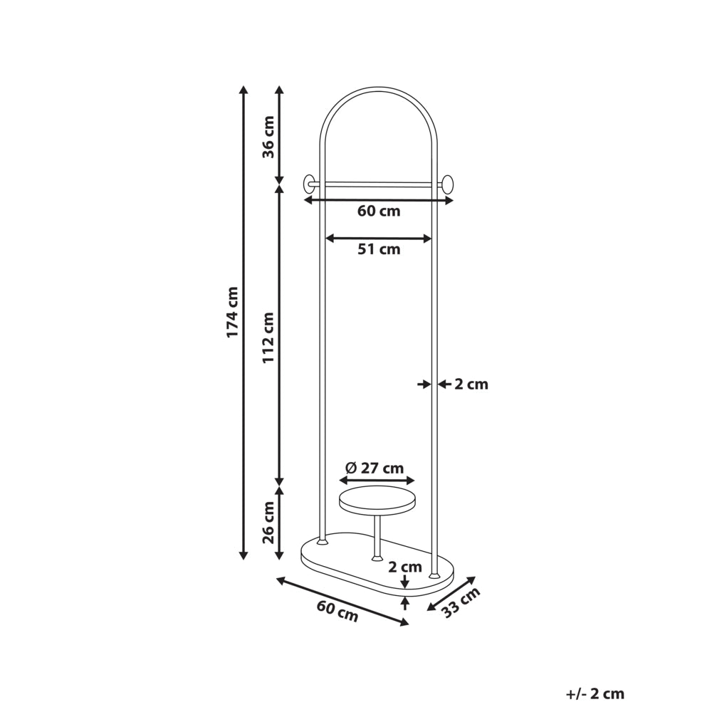 Appendiabiti in acciaio nero da 174 cm indipendente con struttura in metallo stile industriale moderno oro