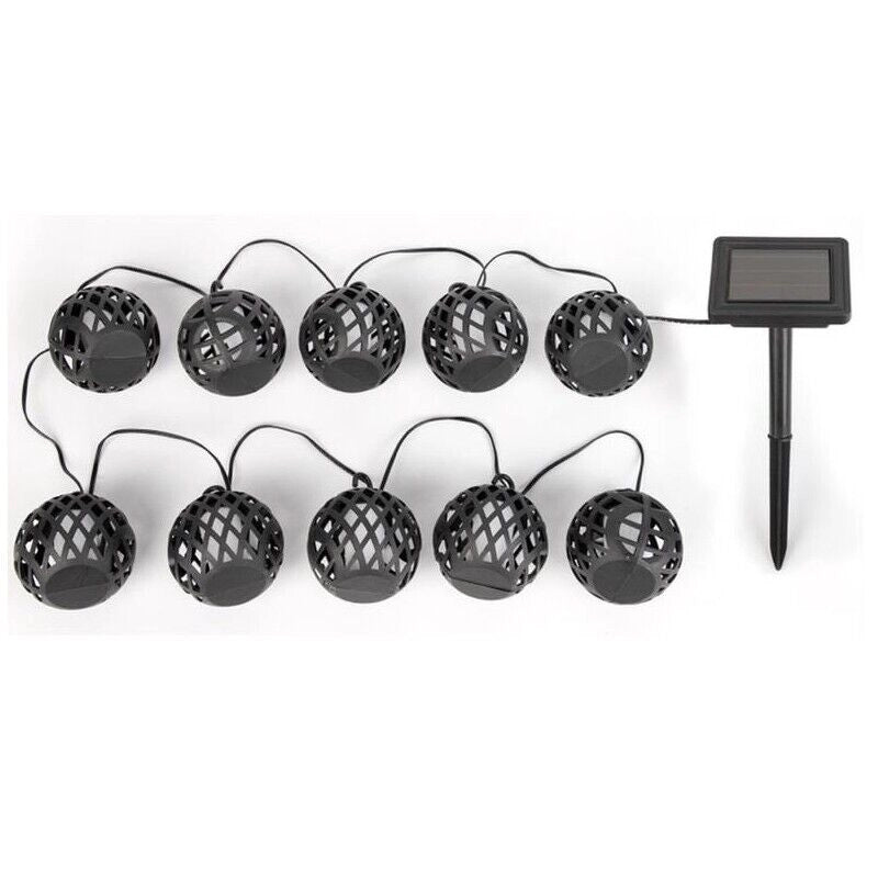 CATENA LUMINOSA A ENERGIA SOLARE CON 10 LANTERNE X 8 MT IN COLORAZIONE NERA