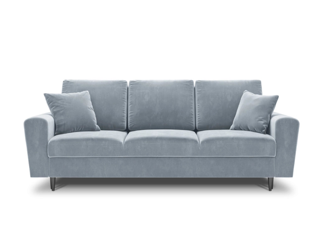 Cosmopolitan Design - Divano convertibile con contenitore "Kyoto" 3 posti in velluto azzurro 