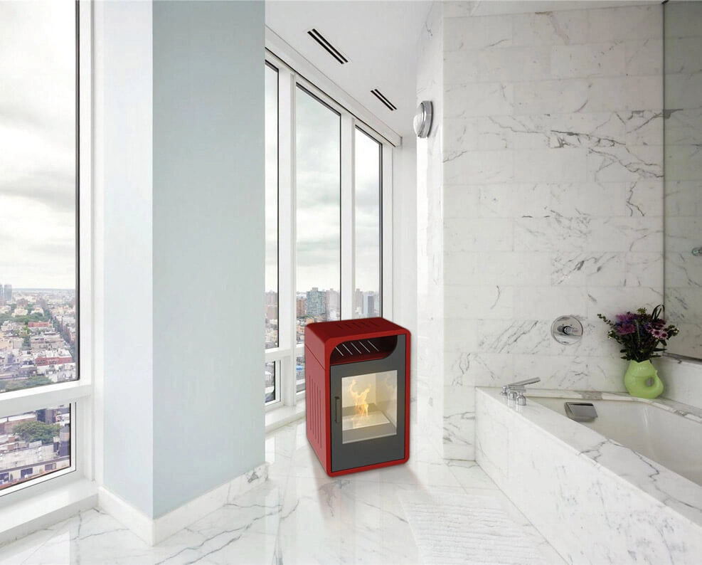 Stufa a Bioetanolo da Interno 65x40x38 cm 2,5kW Vannini Fiammetta Junior Statica Bordeaux