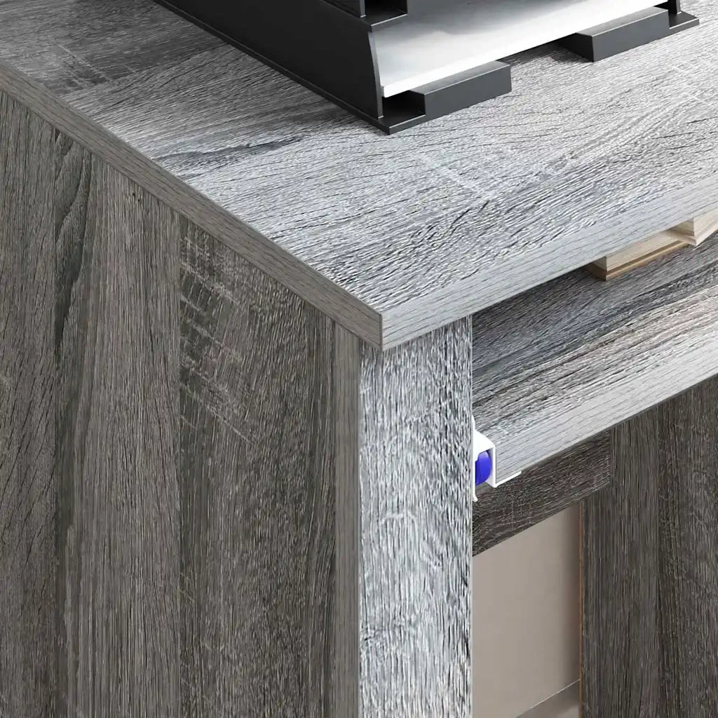 Scrivania | Tavolo da Ufficio con Ruote con cassetto Grigio Sonoma 91 x 50 x 77 cm