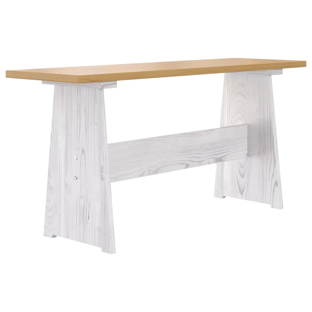 Tavolo da Pranzo con Panca REINE Pino Marrone ambra e Bianco 327253