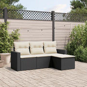 Salotto da Giardino-Set Divani da Giardino 4 pz con Cuscini Nero in Polyrattan 521342