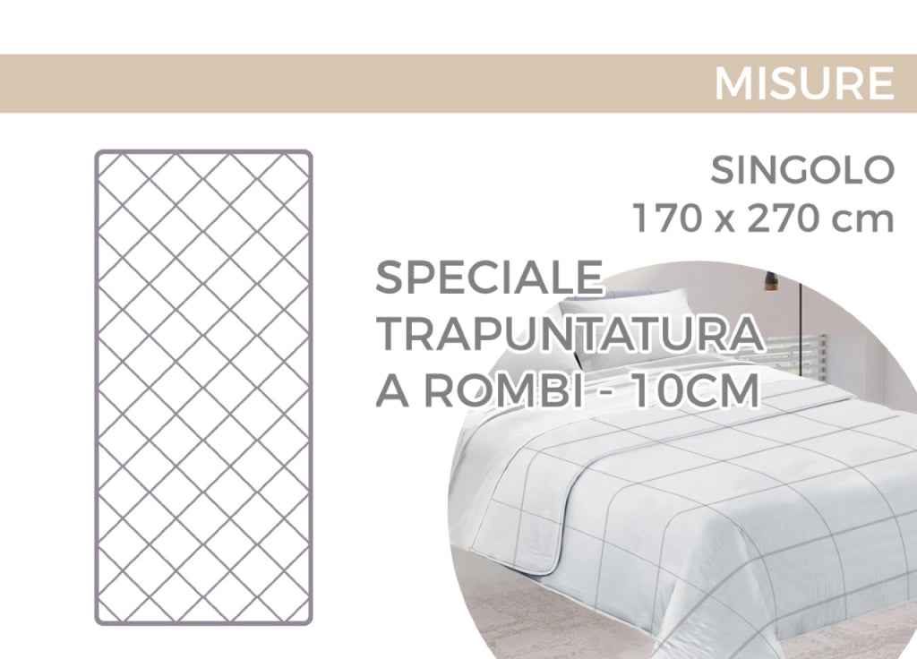 Trapuntino Piumino Estivo Primaverile 100gr/mq Leggero Disegno Nebula - Singolo - Ottanio